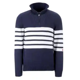 Pull marinière col zippé homme