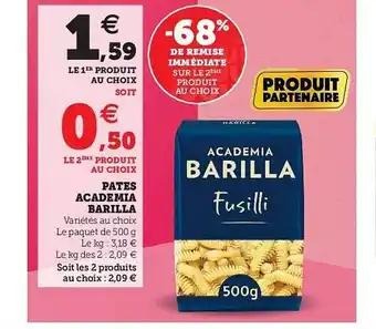 Super U Pâtes Academia Barilla offre
