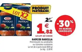 Super U Sauces Barilla offre