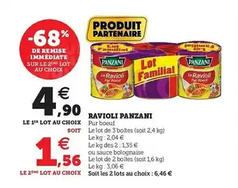 Super U Ravioli Panzani offre