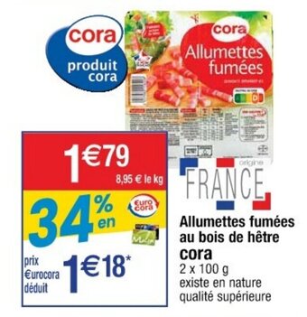 Cora x Carrefour CORA allumettes fumées au bois de hêtre offre