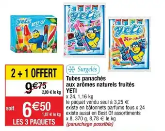 Cora x Carrefour YETI tubes panachés aux arômes naturels fruités offre