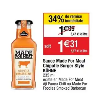 Cora x Carrefour KÜHNE sauce made for meat chipotle burger style offre