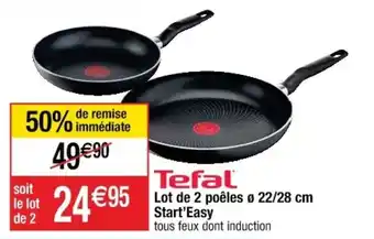 Cora x Carrefour TEFAL lot de 2 poêles ø 22/28 cm start'easy offre