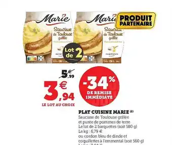 Super U Plat Cuisiné Marie offre