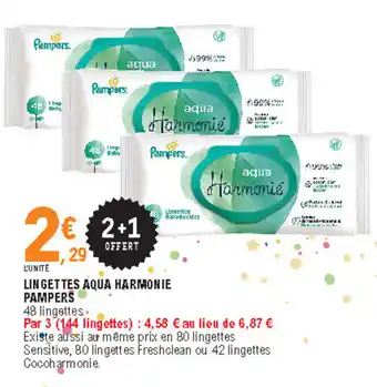 E.Leclerc Lingettes aqua harmonie Pampers offre