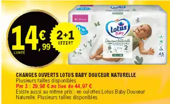 E.Leclerc Changes ouverts Lotus Baby douceur naturelle offre