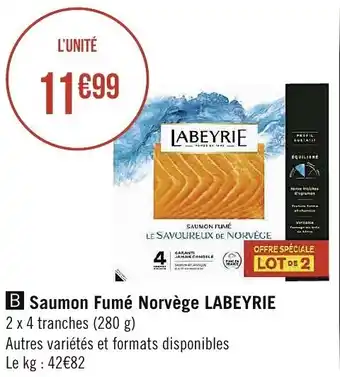 Casino Supermarchés LABEYRIE saumon fumé norvège offre