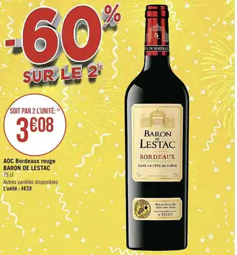 BARON DE LESTAC AOC bordeaux rouge
