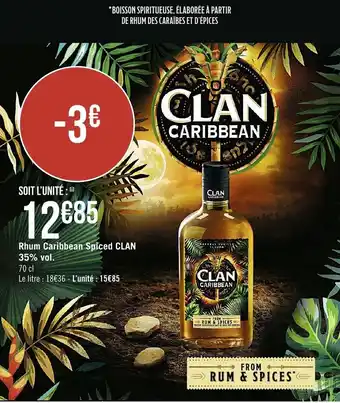 Casino Supermarchés CLAN 35% vol. rhum caribbean spiced offre