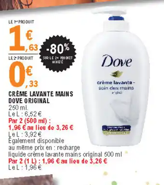 E.Leclerc Crème lavante mains Dove Original offre