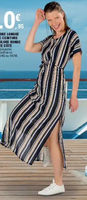 E.Leclerc Robe longue avec ceinture encolure ronde Fente Côté offre