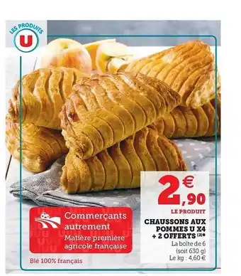 Super U Chaussons Aux Pommes U X4 + 2 Offerts offre