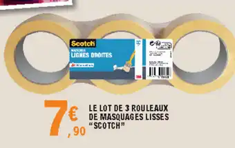 E.Leclerc Le lot de 3 rouleaux de masquages lisses "scotch" offre