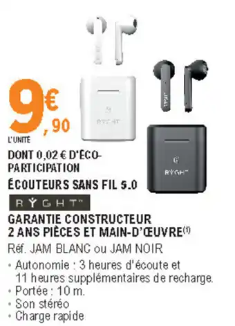 E.Leclerc Écouteurs sans fil 5.0 offre