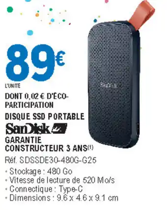 E.Leclerc Disque ssd portable offre