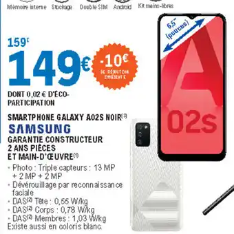 E.Leclerc Smartphone galaxy ao2s noir offre
