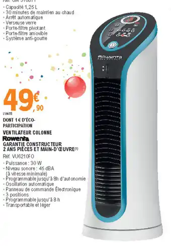 E.Leclerc Ventilateur colonne offre