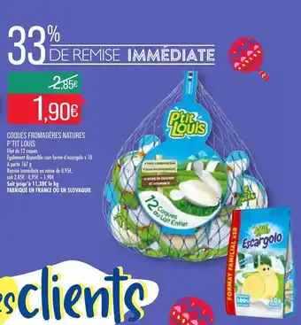 Match Coques fromagères natures p'tit louis offre