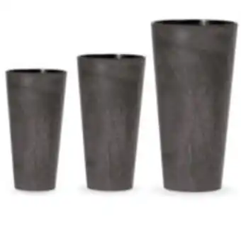 Pack de 3 pots en plastique prosperplast tubus slim effect avec réservoir de couleur anthracite, set taille
