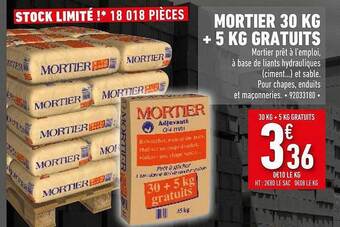 Brico Cash Mortier 30 Kg + 5 Kg Gratuits offre