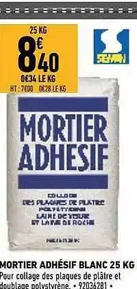 Brico Cash Mortier Adhésif Blanc 25 Kg offre