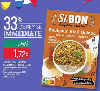 Match Boulgour, riz et quinoa aux tomates et épices si bon offre
