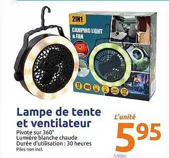 Action Lampe De Tente Et Ventilateur offre