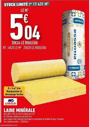 Brico Cash Laine Minérale Ursa offre