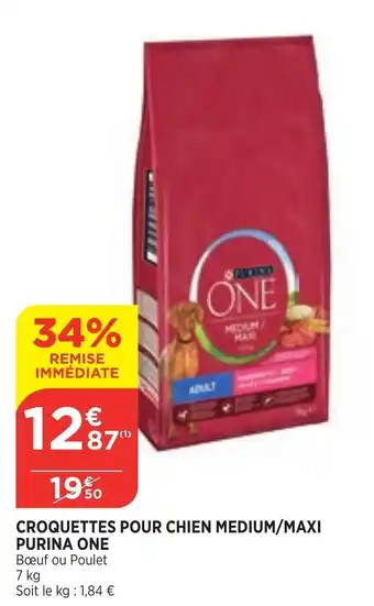 Bi1 Croquettes pour chien medium/maxi purina one offre