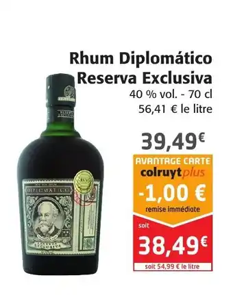 Colruyt Rhum diplomático reserva exclusiva offre