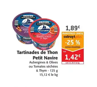 Colruyt Tartinades de thon petit navire offre