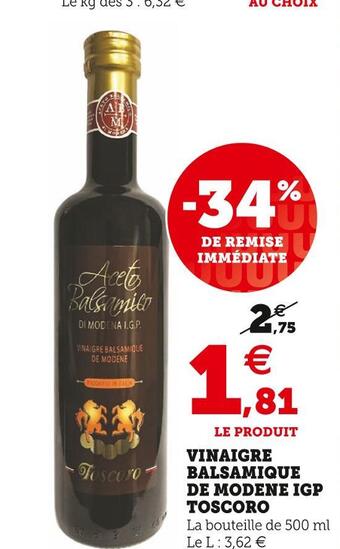 Super U Toscoro vinaigre balsamique de modene igp offre