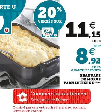 Super U U brandade de morue parmentière offre