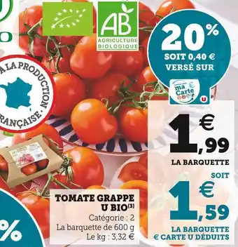 Super U U tomate grappe bio offre
