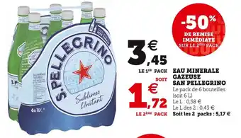 Super U San pellegrino eau minerale gazeuse offre