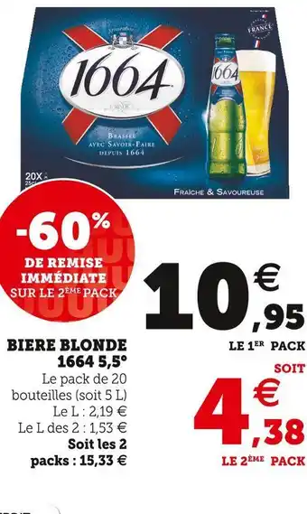 Super U 1664 biere blonde 5,5° offre