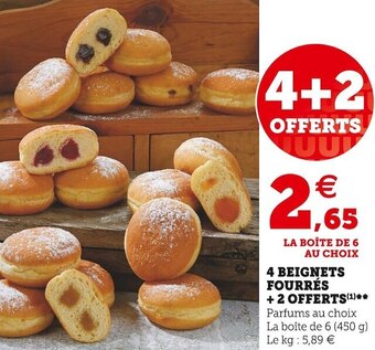 Super U 4 beignets fourrés + 2 offerts offre