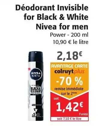 Colruyt Déodorant invisinle for black & white nivea for men offre