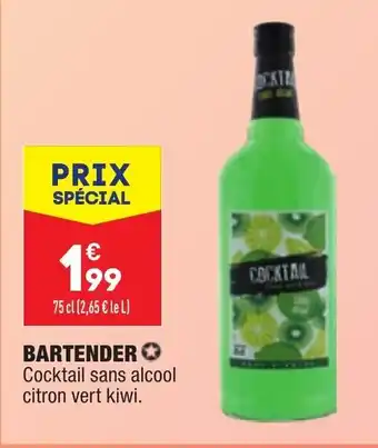 ALDI Bartender Cocktail sans alcool citron vert kiwi offre