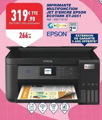 Bureau Vallée Epson imprimante multifonction jet d’encre ecotank et-2851 offre