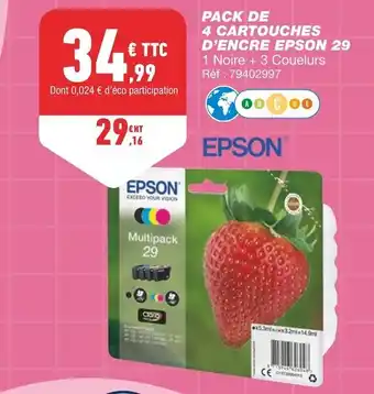 Bureau Vallée Epson pack de 4 cartouches d’encre 29 offre