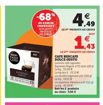 Hyper U Cafe nescafe dolce gusto offre