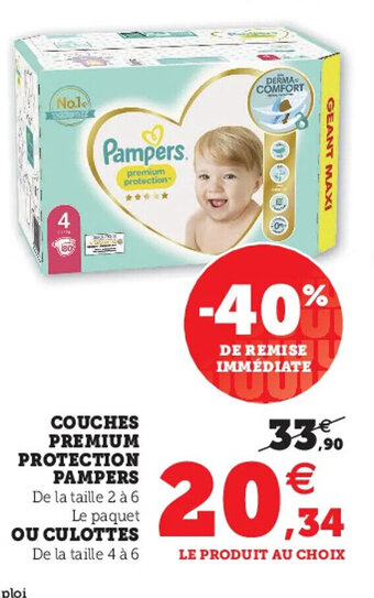 Hyper U Couches premium protection pampers offre