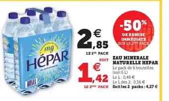 Hyper U Eau minerale naturelle hepar offre