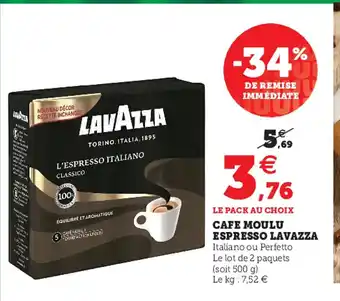 Hyper U Cafe Moulu Espresso Lavazza offre