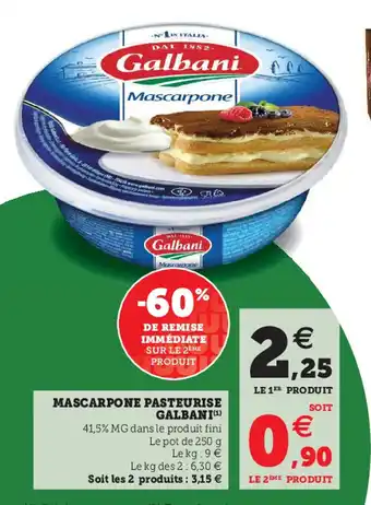 Hyper U Mascarpone Pasteursse Galbani offre
