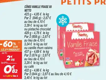Netto Cônes Vanille Fraise X6 Netto offre