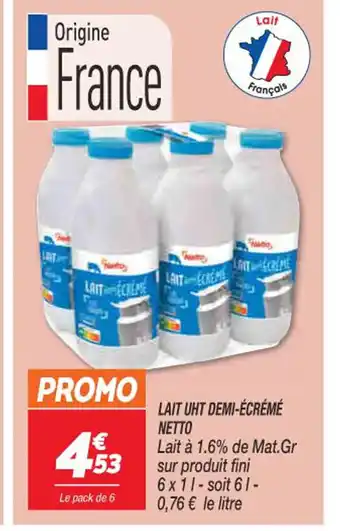 Netto Lait UHT Demi-écrémé Netto offre