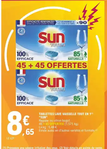 E.Leclerc Tablettes Lave Vaisselle Tout En 1 "Sun" offre